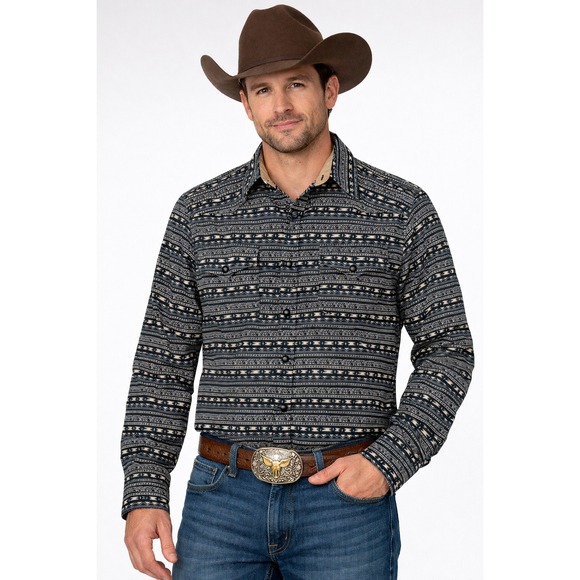 Roper Other - ROPER Pearl Snap Aztec Tribal Print Men's Medium Long Sleeve Button Down Shirt